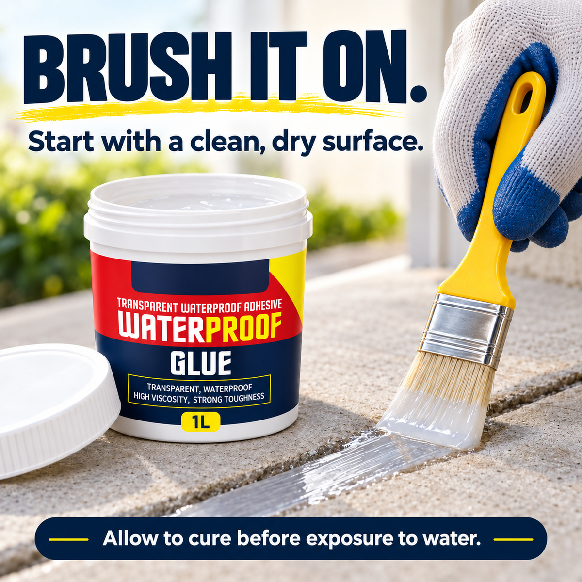 Transparent Waterproof Glue + Free Brush – Roof, Bathroom & Wall Leak Sealant (Buy 1 Get 1 Free)