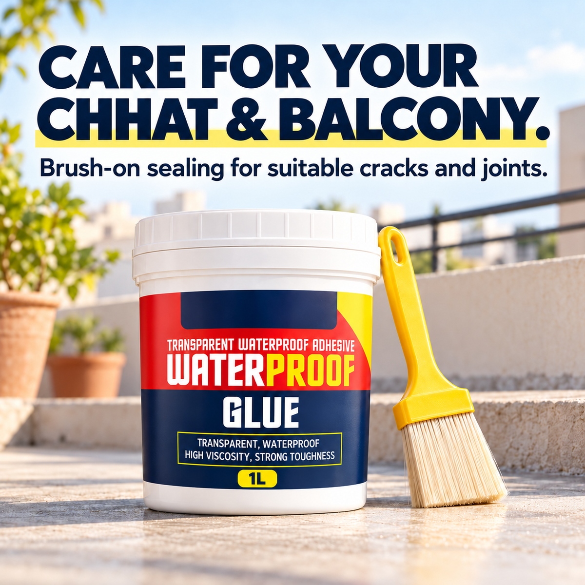 Transparent Waterproof Glue + Free Brush – Roof, Bathroom & Wall Leak Sealant (Buy 1 Get 1 Free)