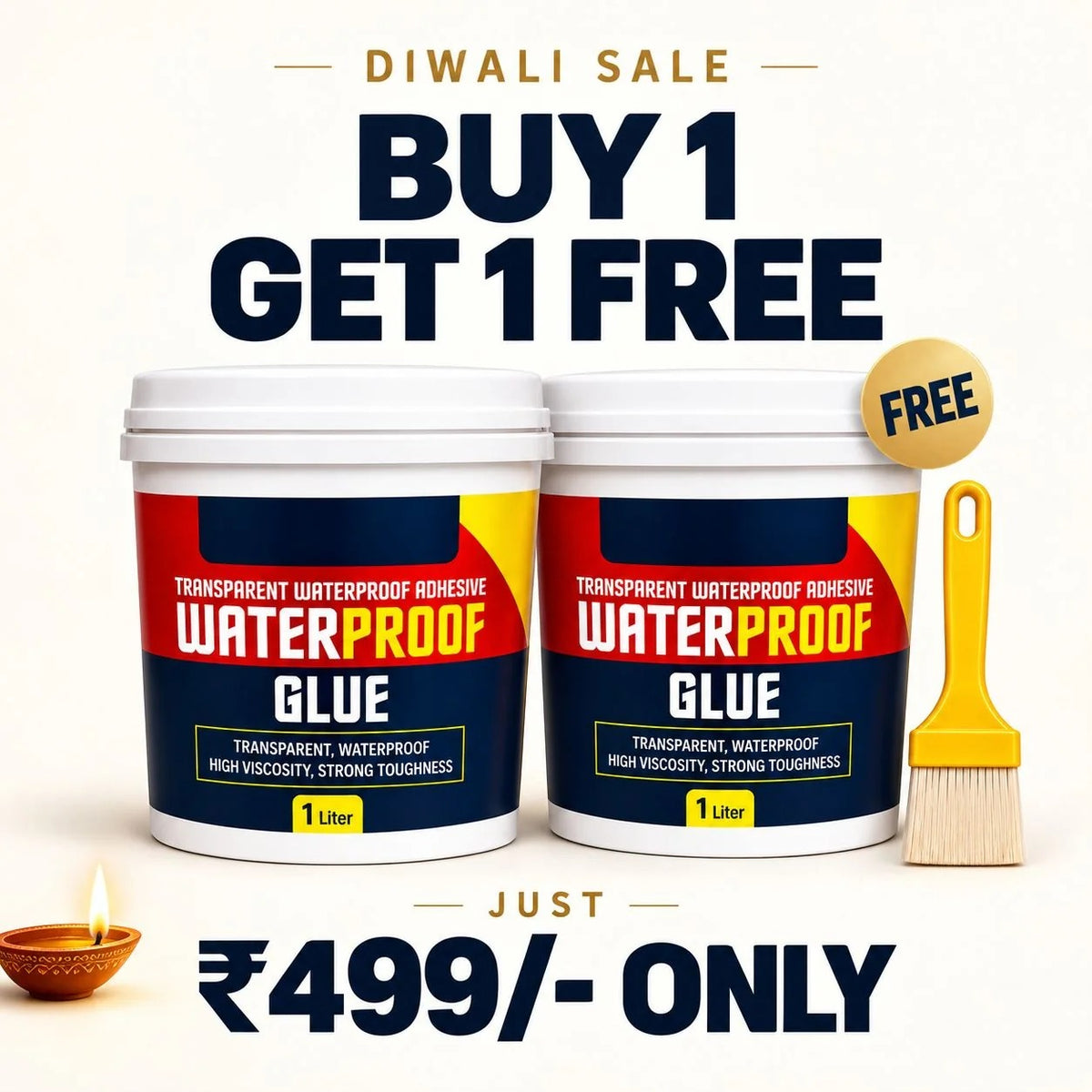 Transparent Waterproof Glue + Free Brush – Roof, Bathroom & Wall Leak Sealant (Buy 1 Get 1 Free)